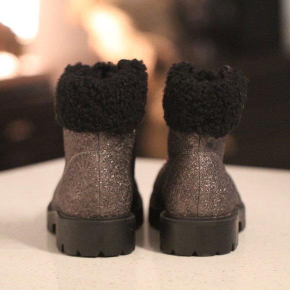 NWOT Justfab Sparkle Bronze Combat Bootie - Picture 4 of 4